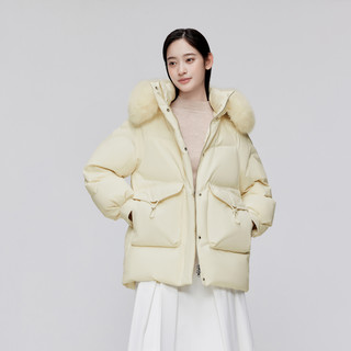 波司登冬中长款羽绒服女大毛领连帽宽松外套