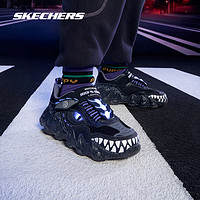 Skechers斯凯奇儿童怪兽鞋男童秋冬闪灯鞋开关可控发光恐龙运动鞋