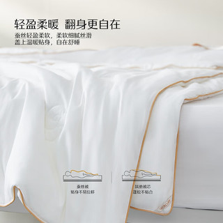 水星家纺A类抗菌蚕丝被100%桑蚕丝春秋被芯 60支全棉春秋被子保暖四季被褥 丝语甄享全棉抗菌桑蚕丝春秋被 220x240cm