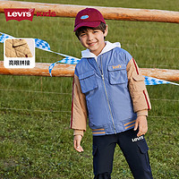 Levi's 李维斯男童棉服冬季童装短款棉服儿童保暖棒球服外套 狂风蓝 150/72(M)