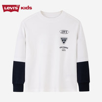 Levi's李维斯童装秋季新品男童长袖T恤儿童假两件时尚撞色上衣