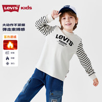 Levi's李维斯儿童加绒童装长袖T恤2024冬季男童卫衣女 糖果白 110/52