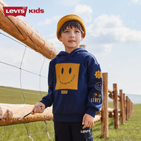 Levi's李维斯童装秋冬新款套头连帽卫衣男女童笑脸图案长袖上衣潮