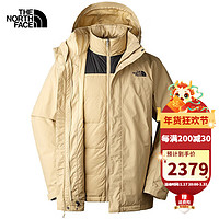 北面（The North Face）三合一冲锋衣男户外运动上衣羽绒内胆舒适保暖外套 LK5/卡其色/卡其色内胆/550蓬 L/175