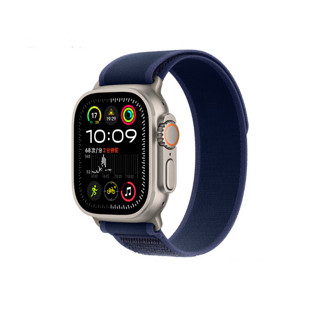 苹果 Apple Watch Ultra 2 智能手表 GPS+蜂窝版 49mm 钛金属原色表壳 蓝色野径回环式表带 M/L