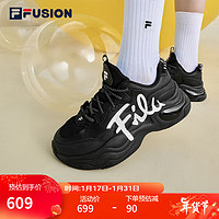 FILA FUSION斐乐潮牌女鞋BUBBLE老爹休闲鞋波浪泡泡鞋厚底鞋 黑/斐乐白EBW 39码