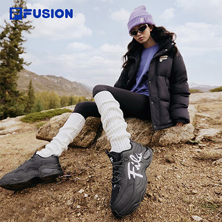 FILA FUSION斐乐潮牌女鞋BUBBLE老爹休闲跑步鞋百搭泡泡鞋 黑/斐乐白 39码