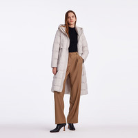 歌莉娅    连帽收褶长羽绒服鹅绒服  1ACC8D54A 07W米色 S