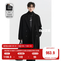 伯爵卓尔【鹅绒内胆/长款过膝】全羊毛大衣男毛呢外套24冬季 P451520 子夜黑 M (170)