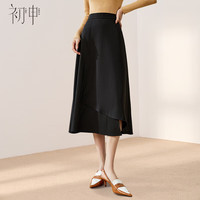 初申春秋半身裙女高腰不规则裙摆设计时尚通勤简约百搭A字裙S143B2019 L