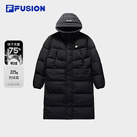 FILA 斐乐 FUSION斐乐潮牌长款羽绒服女2024冬季新款宽松保暖连帽外套