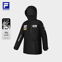 FILA 斐乐 4810雪峰鹅绒|FILA斐乐男士中长款羽绒服2024冬新款滑雪连帽外套