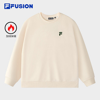 FILA 斐乐 FUSION斐乐潮牌情侣款加绒卫衣男2024秋新款宽松女圆领上衣