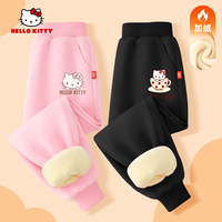 凯蒂猫HELLO KITTY冬裤女童外穿裤子儿童加绒运动裤女大童冬季加厚卫裤 蒂F乖巧K粉+蒂茶杯K黑 140