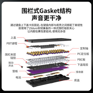 达尔优（dareu）A87pro 87配列有线/无线/蓝牙三模客制化机械键盘围栏式Gasket结构天空轴V5-毒液 A87pro毒液-天空轴V5