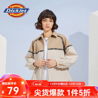 dickies 夹克 气质拼接时尚宽松版型外套上衣夹克010232 米灰色 L