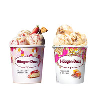 Haagen-Dazs/哈根达斯焦糖饼干草莓芝士芒果组合装冰淇淋460ML/桶