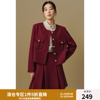 独束大码女装高阶复古千金感小香风套装2024冬季通勤外套半裙 安可拉红外套 3