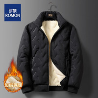 罗蒙(ROMON)男士棉服外套防寒防冻棉衣男冬季大码加绒加厚保暖棉袄 黑色 7XL