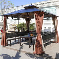 诺韵 别墅凉亭民宿茶水亭凉亭户外庭院现代景区别墅花园室外休闲亭子NY098SJ 3.0X3.0米四柱亭+三面坐板+桌子