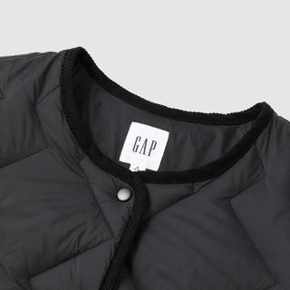 Gap女装2024秋冬款印花logo口袋羽绒服宽松轻薄简约外套606086