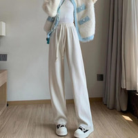 诗莉奥（SHILIAO）阔腿裤女冬季加绒裤子显瘦小个子直筒高腰垂感休闲女裤  冬季加绒 【80-140斤】