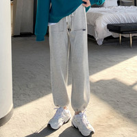 唐狮春季侧边大口袋拼块休闲运动裤女束脚哈伦裤子