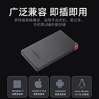 thinkplus 联想 thinkplus 256G移动固态硬盘 USB3.2高速PSSD移动硬盘小巧便携读取400MB/S US100黑色