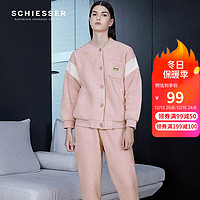 SCHIESSER 舒雅 女士厚款软绵绵羊羔绒棒球服家居套装E1/21875H 粉红7703 L