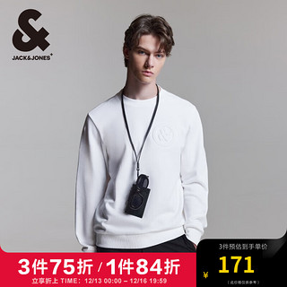 杰克琼斯 杰克·琼斯（JACK&JONES）男装秋季100%纯棉舒适简约潮流时尚胸前钢印logo圆领套头卫衣男 A06 本白色 180/100A/L