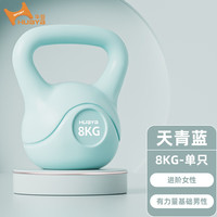华亚（HUAYA）壶铃男女家用壶铃包胶提壶哑铃力量训练手臂深蹲器材 8kg 青色
