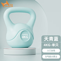 华亚（HUAYA）壶铃男女家用壶铃包胶提壶哑铃力量训练手臂深蹲器材 4kg 青色-女士初学