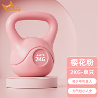 华亚（HUAYA）壶铃男女家用壶铃包胶提壶哑铃力量训练手臂深蹲器材 2kg 粉色-儿童老人