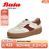 Bata 拔佳 休闲鞋女2024秋商场新款复古牛皮通勤百搭运动德训鞋AUS25CM4 米白/米 37