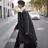 丽丽 LILY【2024初冬季】绵羊毛可拆卸针织领彩点经典牛角扣大衣女长款
