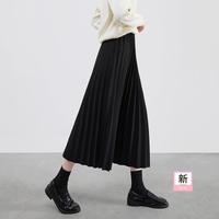 【松紧腰纯色风琴百褶裙】2024秋冬新女士中长款a字半身裙