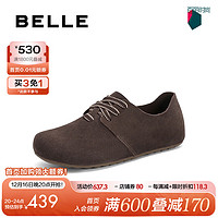 BeLLE 百丽 全麦吐司鞋男鞋2024秋新软底外穿休闲鞋子全包勃肯鞋A1773CM4 啡色 38