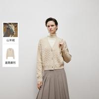 MM麦檬秋冬简约时尚V领山羊绒开衫针织衫外套女