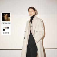 MM麦檬秋冬西装黑灰色羊毛羊绒双面毛呢大衣外套女