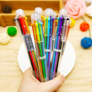 6色圆珠笔彩色 按动中性笔涂鸦标记笔子弹头0.5m文具 5支