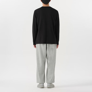 無印良品 MUJI（無印良品 ）男式 棉混抗菌 长袖T恤 男士打底衫男款 保暖秋衣 FA08CC4A 黑色 L (175/100A)