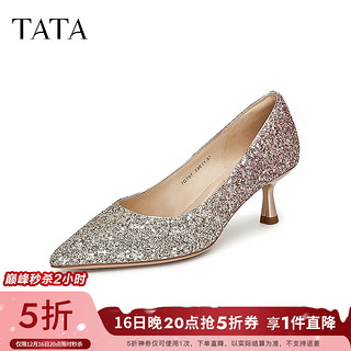 TATA 他她 2024春时尚气质浅口女单鞋7QT07AQ4 金色 39