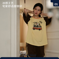 TEENIE WEENIE小熊纯棉睡衣女夏天2024夏季轻薄凉感家居服套装 黄色 均码