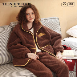 TEENIE WEENIE 小熊睡衣 女款秋冬季长袖立领加绒加厚保暖家居服（4款颜色可选）