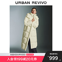 URBAN REVIVO UR2024 女装休闲连帽立领长款面包羽绒服 UWG140098