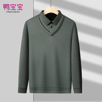 YBB/鸭宝宝男士雪貂绒毛衣2024冬季绅士加绒青年休闲打底衫 8867豆绿 M
