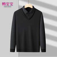 YBB/鸭宝宝男士雪貂绒毛衣2024冬季绅士加绒青年休闲打底衫 8867黑色 2XL