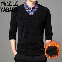 YBB/鸭宝宝男士雪貂绒毛衣2024冬季绅士加绒青年休闲打底衫 6622黑色（雪尼尔） 3XL