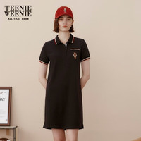Teenie Weenie小熊裙子连衣裙夏装女坑条领POLO裙校园感学院风A字裙TW小熊