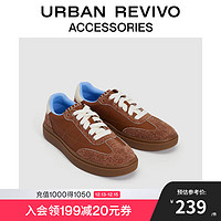 URBAN REVIVO 2024秋季女士街潮拼接德训运动鞋UAWS40142 咖棕 36